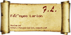 Fényes Larion névjegykártya